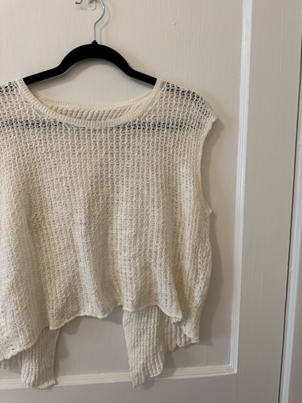 Lightweight Cream Open-Weave Sleeveless Sweater